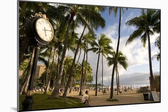 Waikiki Beach Clock, Honolulu, O'ahu, Hawaii (photo)-null-Mounted Photographic Print