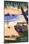 Waikiki Beach, Hawai'i - Woody on Beach-Lantern Press-Mounted Art Print