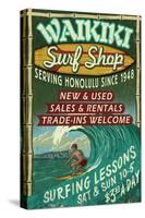 Waikiki Beach, Hawaii - Surf Shop-Lantern Press-Stretched Canvas