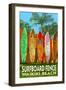 Waikiki Beach, Hawaii - Surfboard Fence-Lantern Press-Framed Art Print