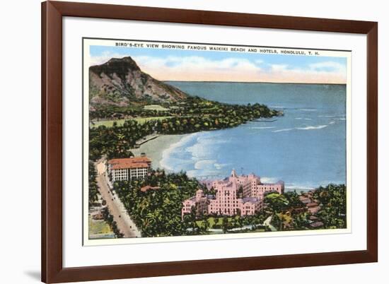 Waikiki Beach, Honolulu, Hawaii-null-Framed Premium Giclee Print