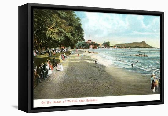 Waikiki Beach, Honolulu, Hawaii-null-Framed Stretched Canvas