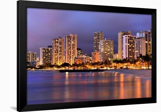 Waikiki Beach, Honolulu, Island of Oahu, Hawaii, USA-null-Framed Art Print