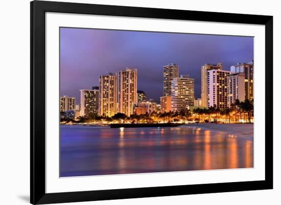 Waikiki Beach, Honolulu, Island of Oahu, Hawaii, USA-null-Framed Art Print