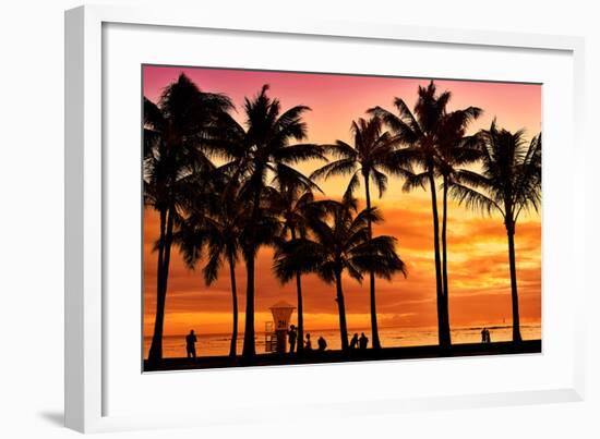 Waikiki Beach, Honolulu, Island of Oahu, Hawaii, USA-null-Framed Art Print