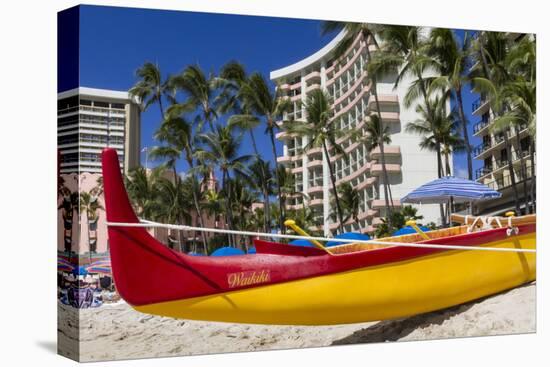 Waikiki Beach, Honolulu, Oahu, Hawaii, United States of America, Pacific-Rolf Richardson-Stretched Canvas