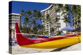 Waikiki Beach, Honolulu, Oahu, Hawaii, United States of America, Pacific-Rolf Richardson-Stretched Canvas