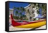 Waikiki Beach, Honolulu, Oahu, Hawaii, United States of America, Pacific-Rolf Richardson-Framed Stretched Canvas