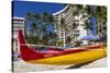 Waikiki Beach, Honolulu, Oahu, Hawaii, United States of America, Pacific-Rolf Richardson-Stretched Canvas