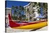 Waikiki Beach, Honolulu, Oahu, Hawaii, United States of America, Pacific-Rolf Richardson-Stretched Canvas