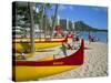 Waikiki Beach, Honolulu, Oahu, Hawaiian Islands, United States of America, Pacific, North America-Geoff Renner-Stretched Canvas