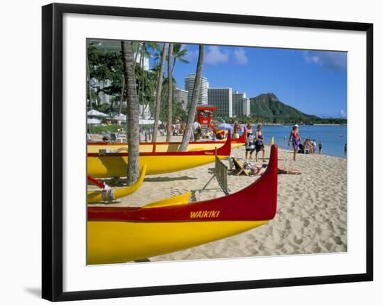 Waikiki Beach, Honolulu, Oahu, Hawaiian Islands, United States of America, Pacific, North America-Geoff Renner-Framed Photographic Print