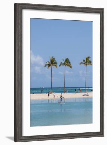 Waikiki Beach, Waikiki, Honolulu, Oahu, Hawaii, United States of America, Pacific-Michael DeFreitas-Framed Photographic Print