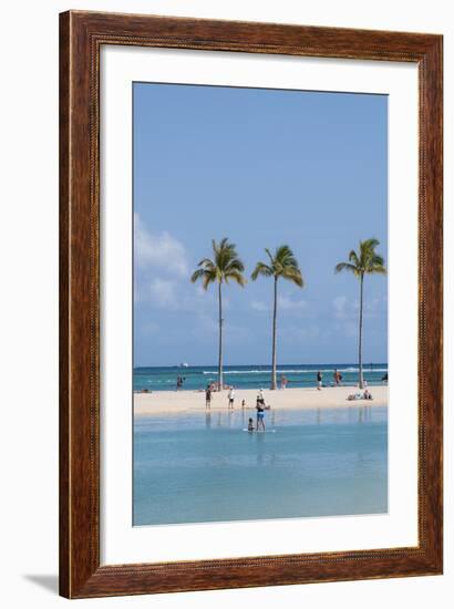 Waikiki Beach, Waikiki, Honolulu, Oahu, Hawaii, United States of America, Pacific-Michael DeFreitas-Framed Photographic Print