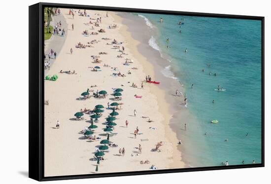 Waikiki Beach, Waikiki, Honolulu, Oahu, Hawaii, United States of America, Pacific-Michael DeFreitas-Framed Stretched Canvas