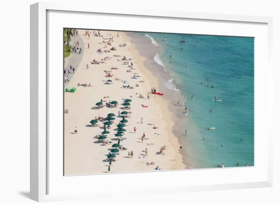 Waikiki Beach, Waikiki, Honolulu, Oahu, Hawaii, United States of America, Pacific-Michael DeFreitas-Framed Photographic Print