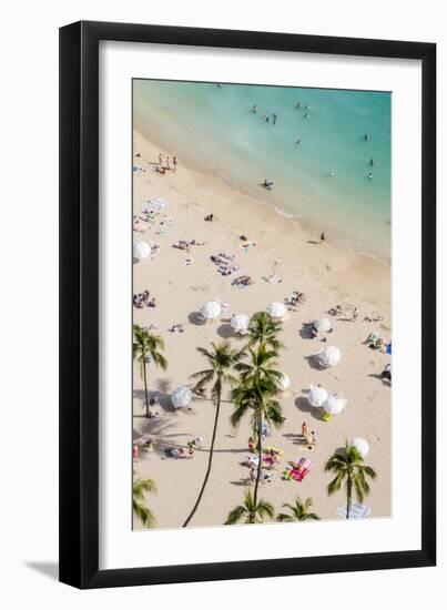 Waikiki Beach, Waikiki, Honolulu, Oahu, Hawaii, United States of America, Pacific-Michael DeFreitas-Framed Premium Photographic Print