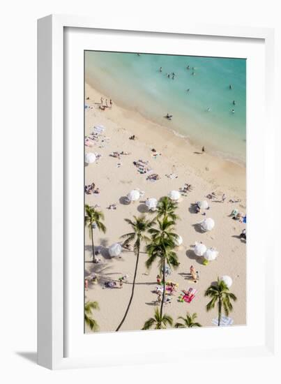 Waikiki Beach, Waikiki, Honolulu, Oahu, Hawaii, United States of America, Pacific-Michael DeFreitas-Framed Photographic Print