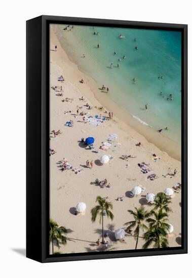 Waikiki Beach, Waikiki, Honolulu, Oahu, Hawaii-Michael DeFreitas-Framed Stretched Canvas