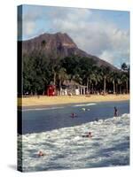 Waikiki Beach with Diamond Head, Honolulu, Oahu, Hawaii-Catherine Gehm-Stretched Canvas