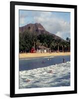 Waikiki Beach with Diamond Head, Honolulu, Oahu, Hawaii-Catherine Gehm-Framed Photographic Print