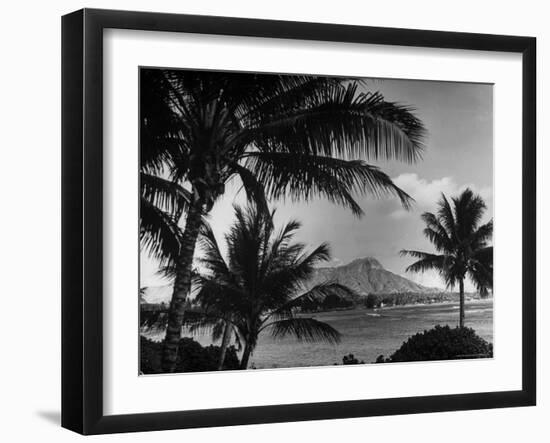 Waikiki Beach with Diamond Head in Rear as Seen from Across the Bay at the Royal Hawaiian-William C^ Shrout-Framed Photographic Print