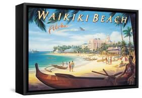 Waikiki Beach-Kerne Erickson-Framed Stretched Canvas