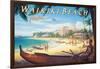 Waikiki Beach-Kerne Erickson-Framed Premium Giclee Print