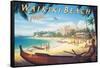 Waikiki Beach-Kerne Erickson-Framed Stretched Canvas