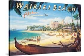 Waikiki Beach-Kerne Erickson-Stretched Canvas