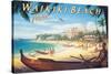 Waikiki Beach-Kerne Erickson-Stretched Canvas