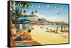 Waikiki Beach-Kerne Erickson-Framed Stretched Canvas