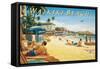 Waikiki Beach-Kerne Erickson-Framed Stretched Canvas