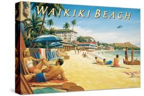 Waikiki Beach-Kerne Erickson-Stretched Canvas