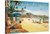 Waikiki Beach-Kerne Erickson-Stretched Canvas