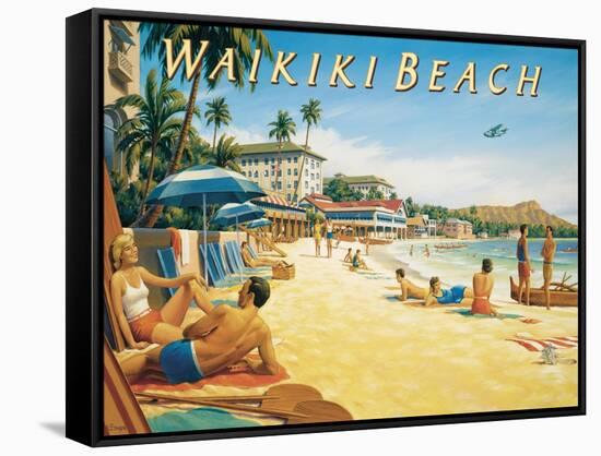 Waikiki Beach-Kerne Erickson-Framed Stretched Canvas