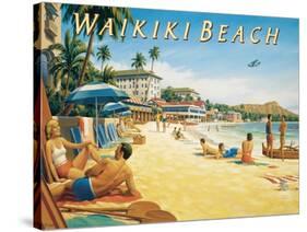 Waikiki Beach-Kerne Erickson-Stretched Canvas