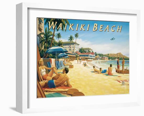 Waikiki Beach-Kerne Erickson-Framed Art Print