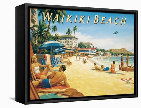 Waikiki Beach-Kerne Erickson-Framed Stretched Canvas