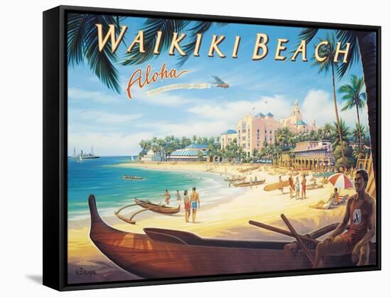Waikiki Beach-Kerne Erickson-Framed Stretched Canvas
