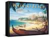 Waikiki Beach-Kerne Erickson-Framed Stretched Canvas