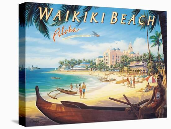 Waikiki Beach-Kerne Erickson-Stretched Canvas