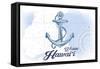 Waikiki, Hawaii - Anchor - Blue - Coastal Icon-Lantern Press-Framed Stretched Canvas