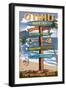 Waikiki, O'ahu, Hawaii - Sign Destinations - the Gathering Place-Lantern Press-Framed Art Print