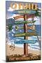 Waikiki, O'ahu, Hawaii - Sign Destinations - the Gathering Place-Lantern Press-Mounted Art Print