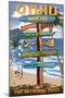 Waikiki, Oahu, Hawaii - Sign Destinations (with Nani Aloha Street)-Lantern Press-Mounted Art Print