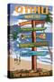 Waikiki, Oahu, Hawaii - Sign Destinations-Lantern Press-Stretched Canvas