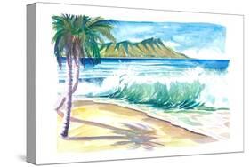 Waikiki Waves with Ocean Spray In Honolulu Hawaii-M. Bleichner-Stretched Canvas