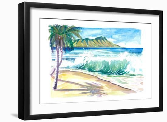 Waikiki Waves with Ocean Spray In Honolulu Hawaii-M. Bleichner-Framed Art Print