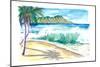 Waikiki Waves with Ocean Spray In Honolulu Hawaii-M. Bleichner-Mounted Art Print